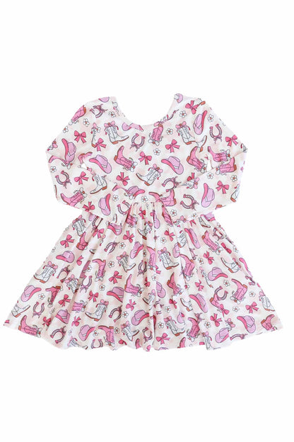 Girls' Long Sleeve Twirl Dress | Rodeo Dreams Pink