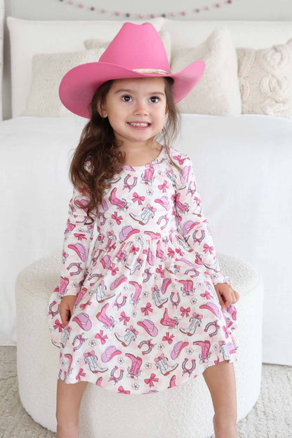 Girls' Long Sleeve Twirl Dress | Rodeo Dreams Pink