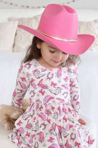 Girls' Long Sleeve Twirl Dress | Rodeo Dreams Pink