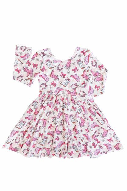 Girls' Long Sleeve Twirl Dress | Rodeo Dreams Pink