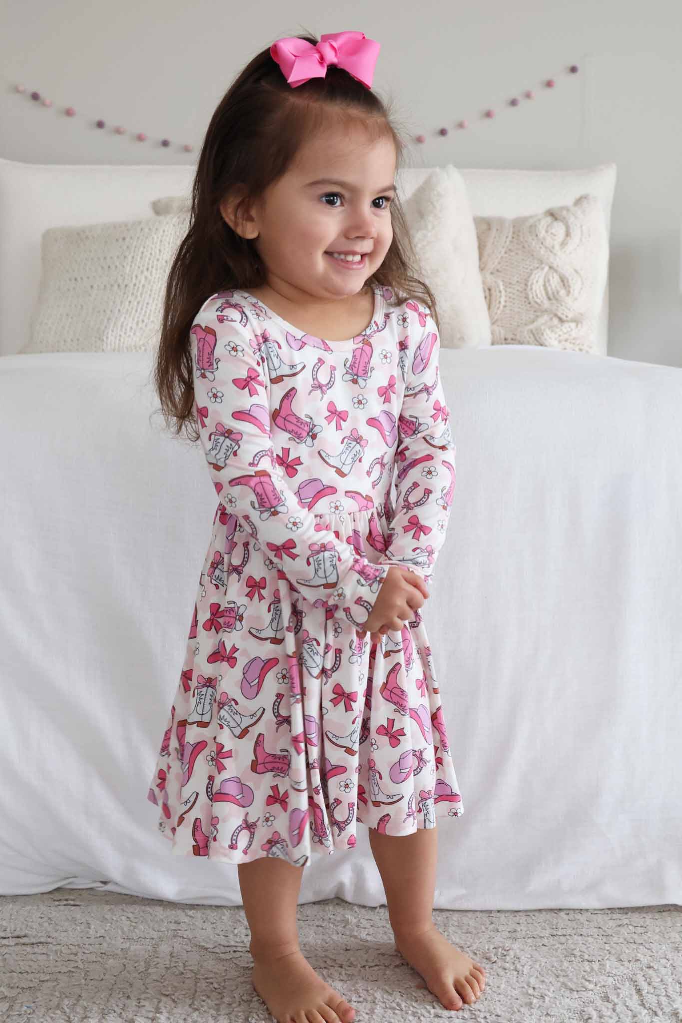 Girls' Long Sleeve Twirl Dress | Rodeo Dreams Pink