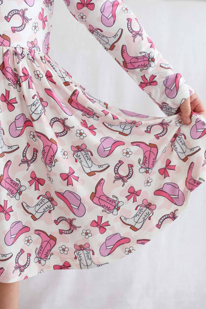 Girls' Long Sleeve Twirl Dress | Rodeo Dreams Pink
