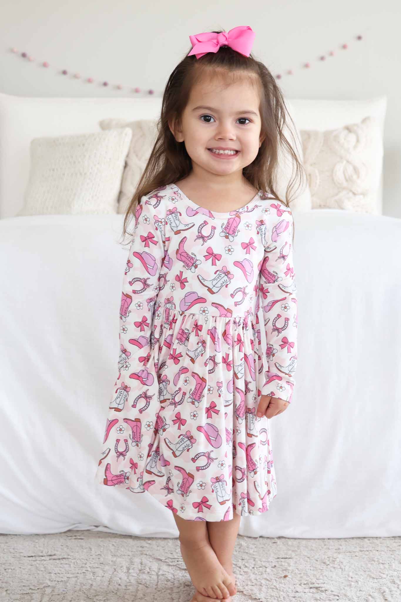 Girls' Long Sleeve Twirl Dress | Rodeo Dreams Pink