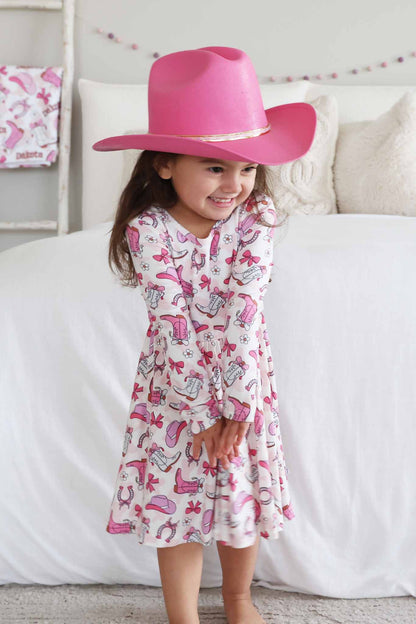 Girls' Long Sleeve Twirl Dress | Rodeo Dreams Pink