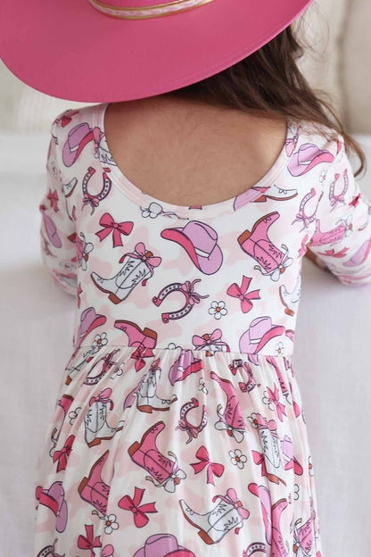 Girls' Long Sleeve Twirl Dress | Rodeo Dreams Pink
