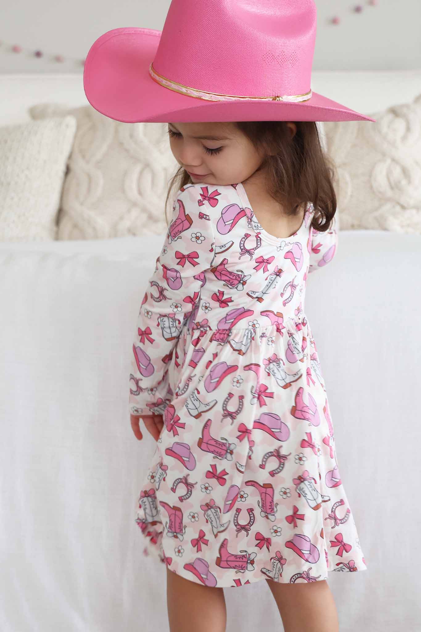 Girls' Long Sleeve Twirl Dress | Rodeo Dreams Pink
