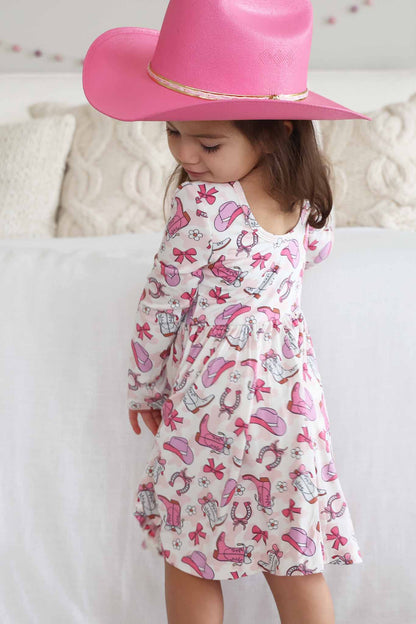 Girls' Long Sleeve Twirl Dress | Rodeo Dreams Pink