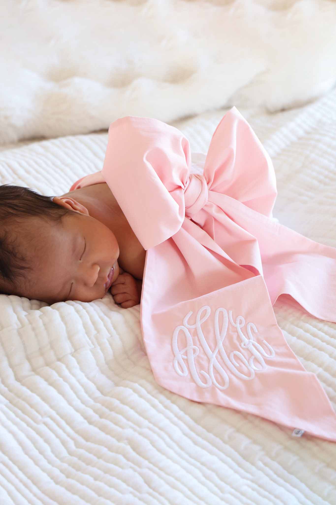 Personalized Newborn Bow Sash | Sweet Pink