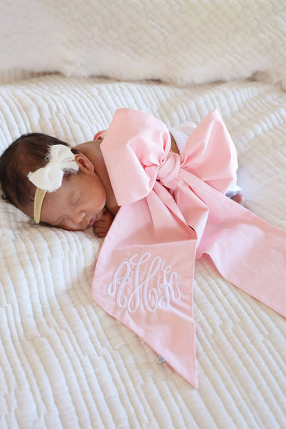 Personalized Newborn Bow Sash | Sweet Pink