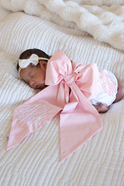 Personalized Newborn Bow Sash | Sweet Pink