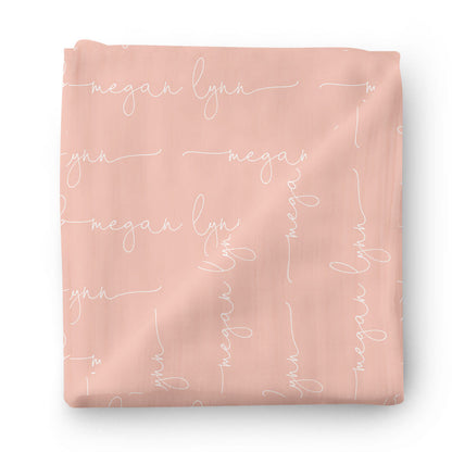 Personalized Lovely Pink Baby Name Swaddle Blanket - Script