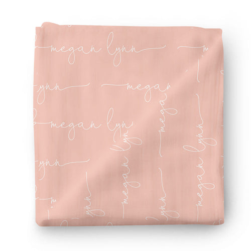 Personalized Lovely Pink Baby Name Swaddle Blanket - Script