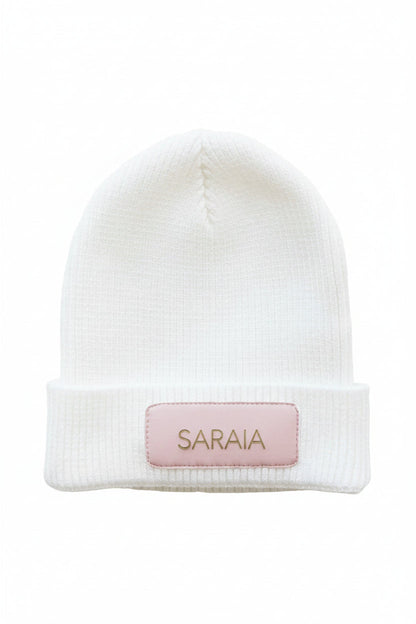 Personalized Leather Patch Beanie | All Colors