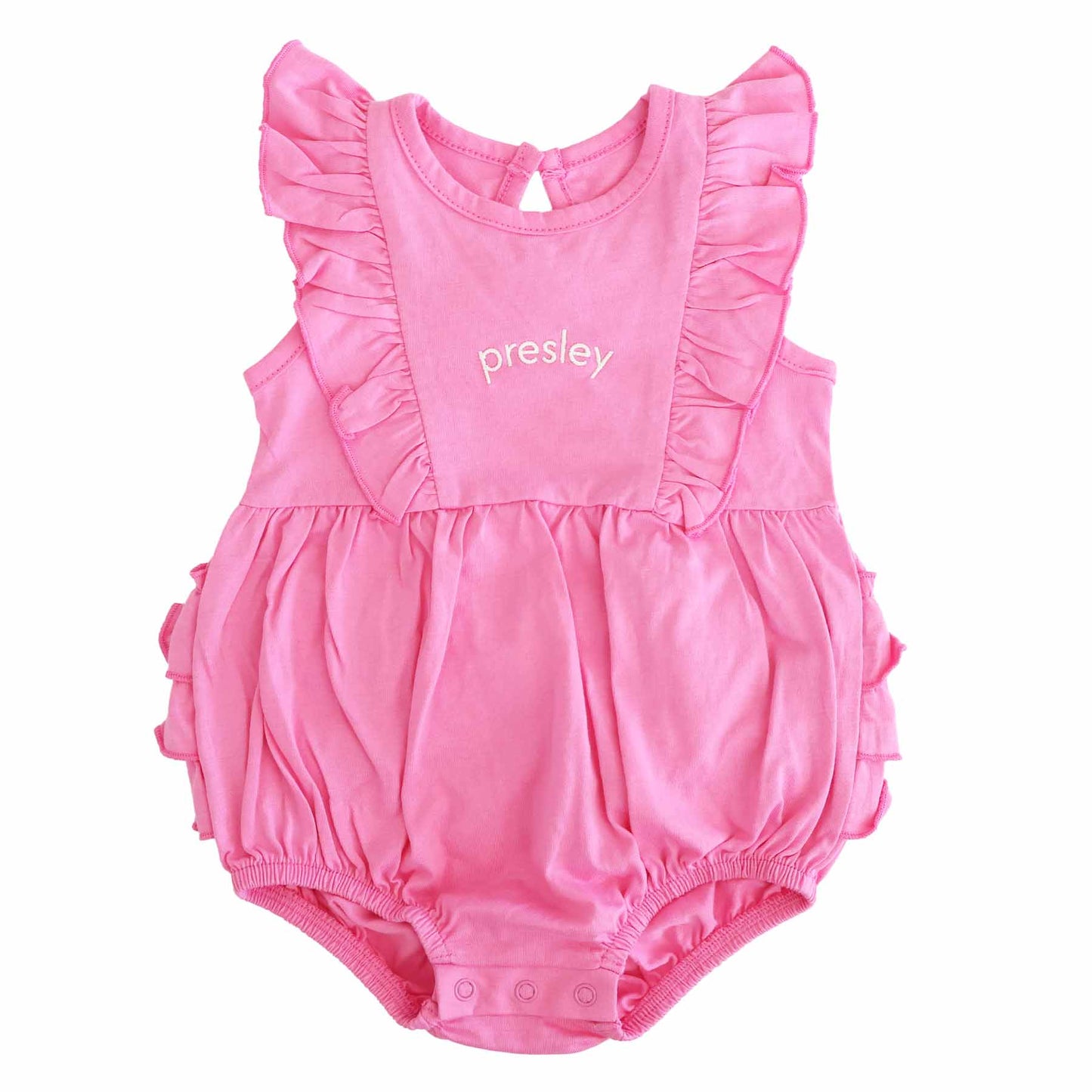 Embroidered Sleeveless Ruffle Bubble Romper