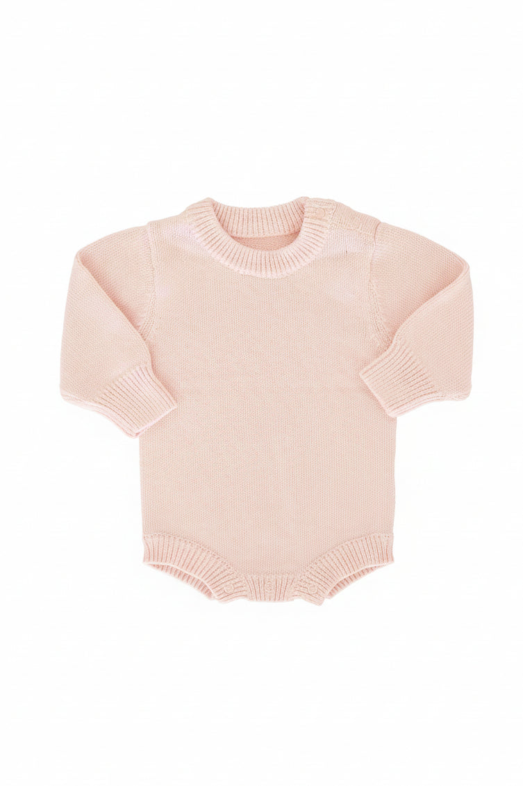 Embroidered Knit Sweater Bubble Romper | Tea Rose