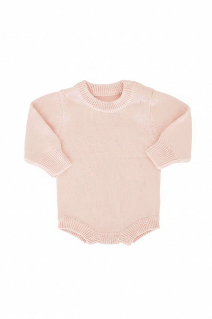 Embroidered Knit Sweater Bubble Romper | Tea Rose