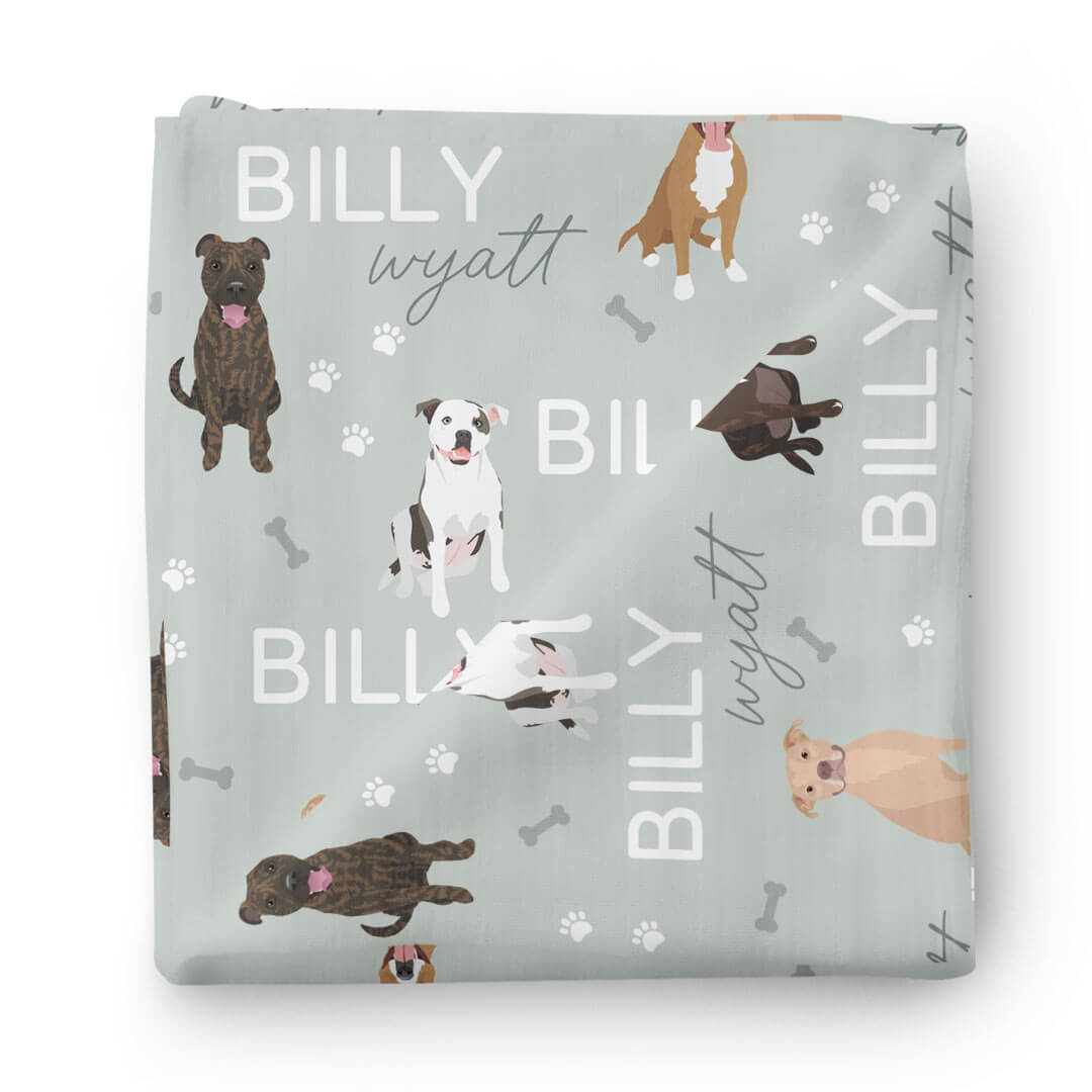 Personalized Baby Name Swaddle Blanket | Dog Breeds