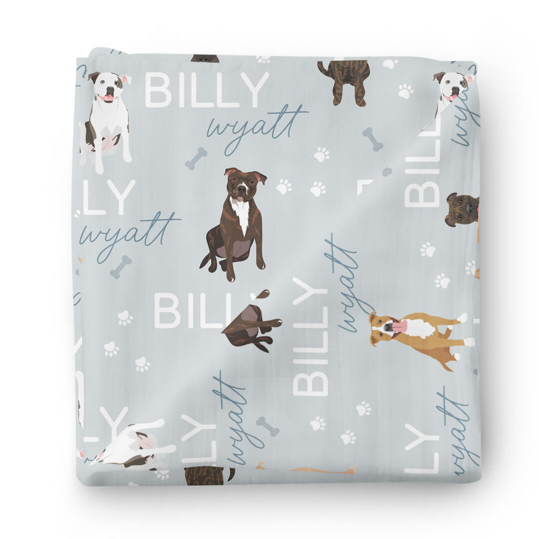Personalized Baby Name Swaddle Blanket | Dog Breeds
