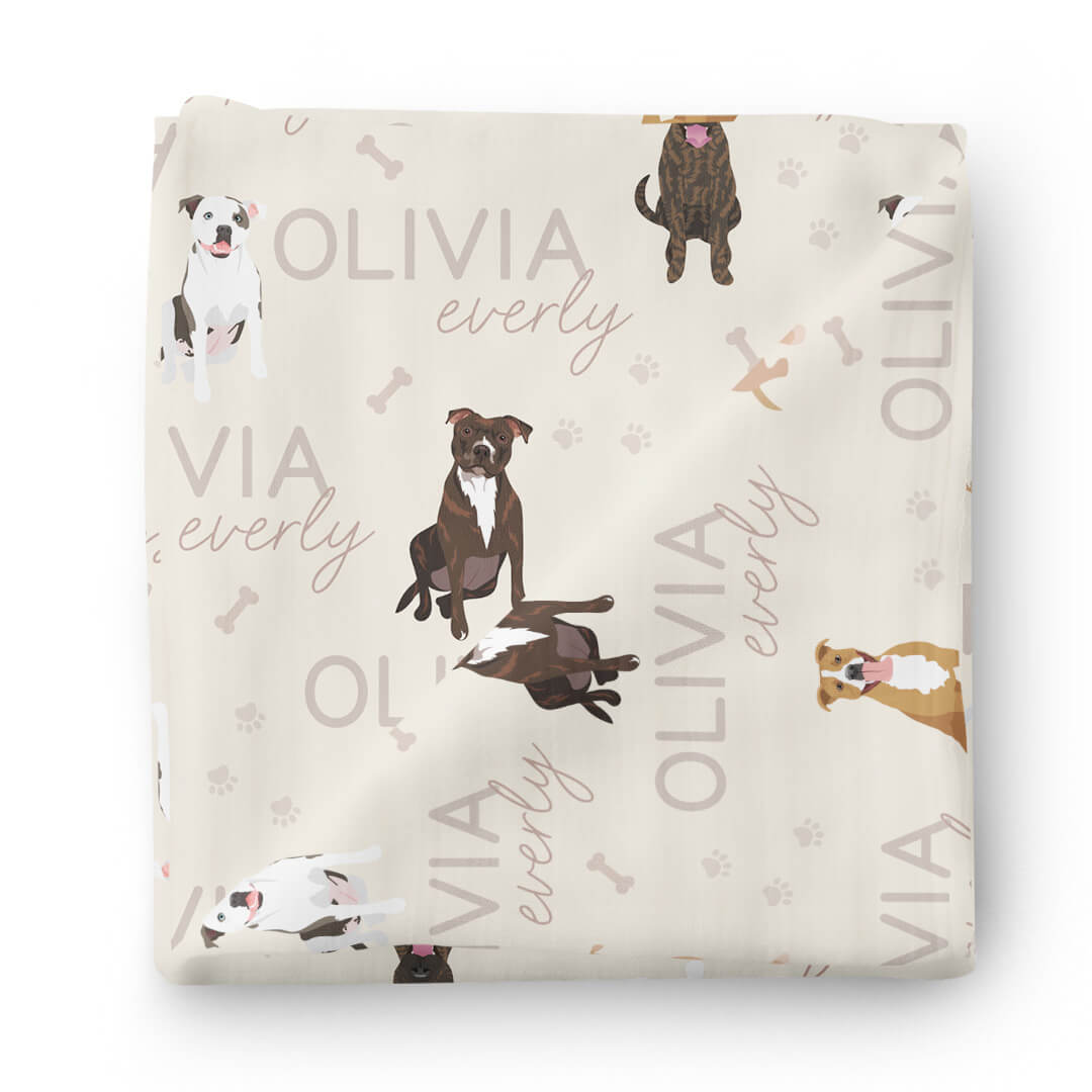 Personalized Baby Name Swaddle Blanket | Dog Breeds