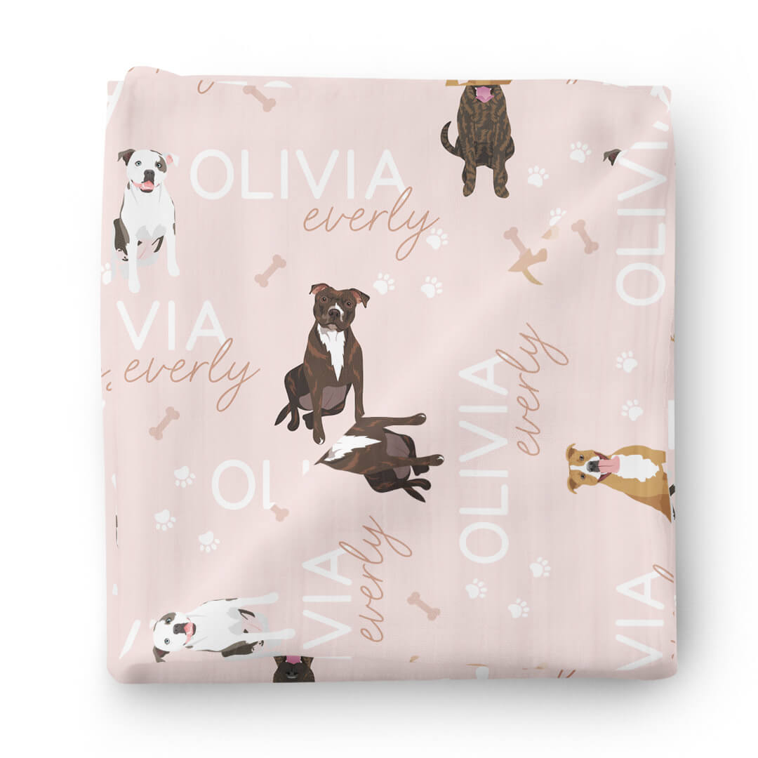 Personalized Baby Name Swaddle Blanket | Dog Breeds