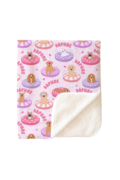 Personalized Kids Blanket | Poolside Pups Pink