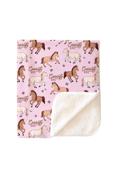 Personalized Kids Blanket | Pony Club Pink