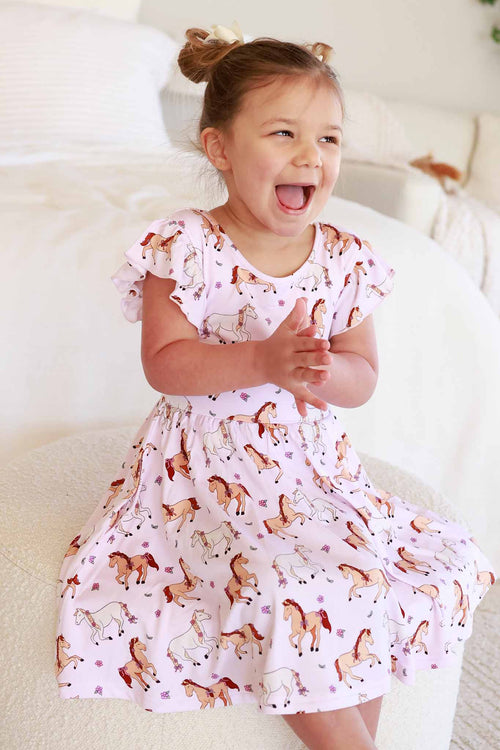 Girls' Ruffle Twirl Dress | Pony Club Pink