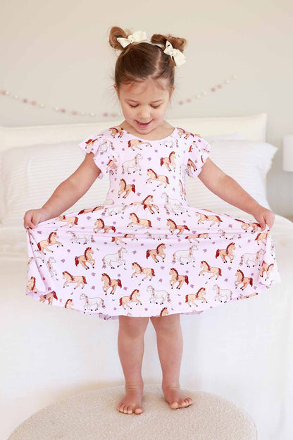 Girls' Ruffle Twirl Dress | Pony Club Pink