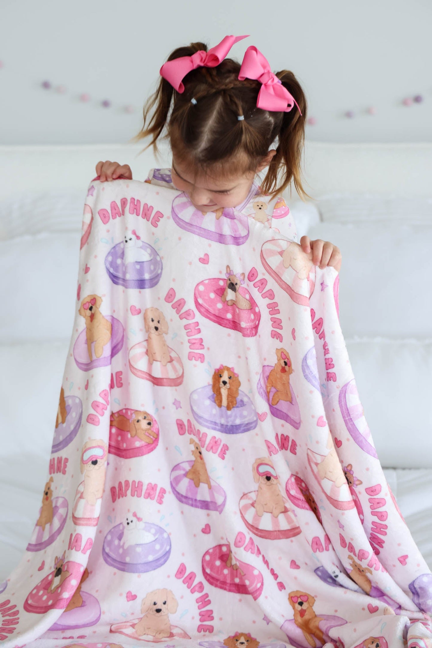 Personalized Kids Blanket | Poolside Pups Pink