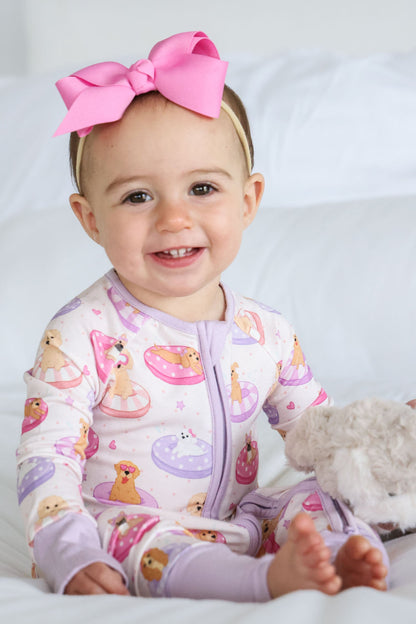 Convertible Zip Romper | Poolside Pups Pink
