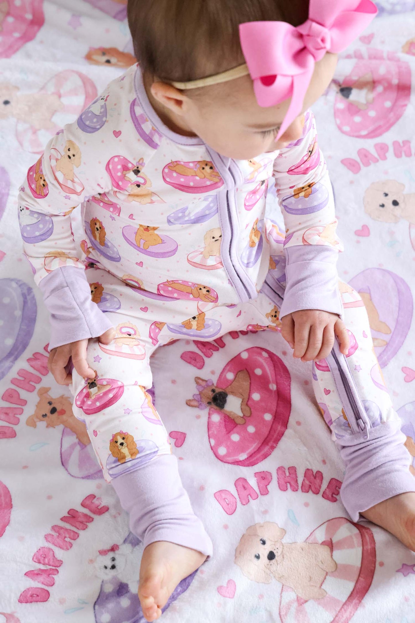 Convertible Zip Romper | Poolside Pups Pink