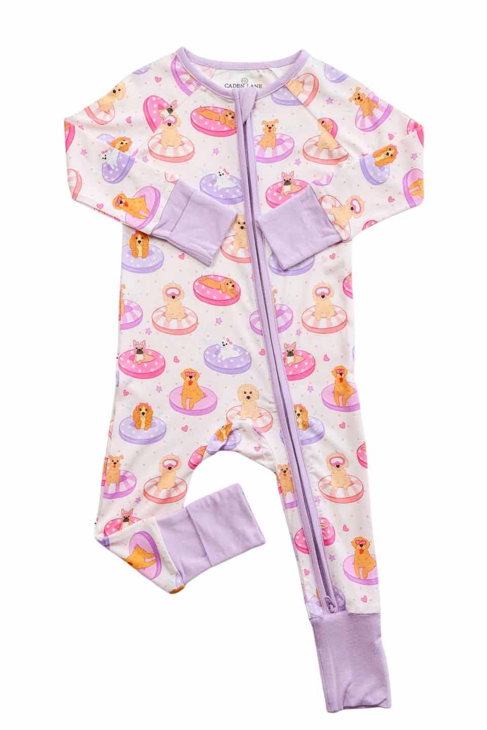 Convertible Zip Romper | Poolside Pups Pink