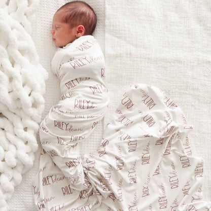Personalized Baby Name Swaddle Blanket Font Duo | Pastel Cutie