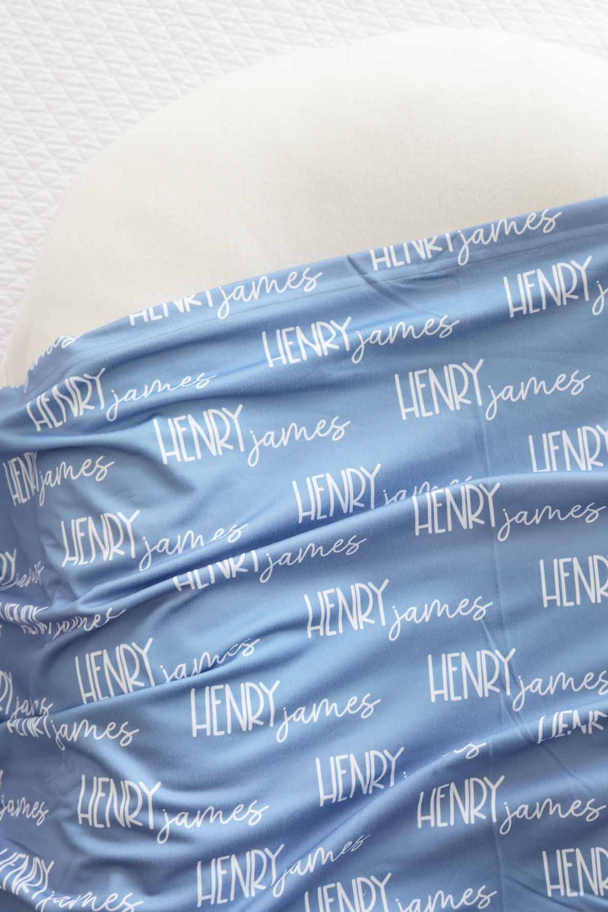 Personalized Baby Name Swaddle Blanket Font Duo | Best Selling Blues