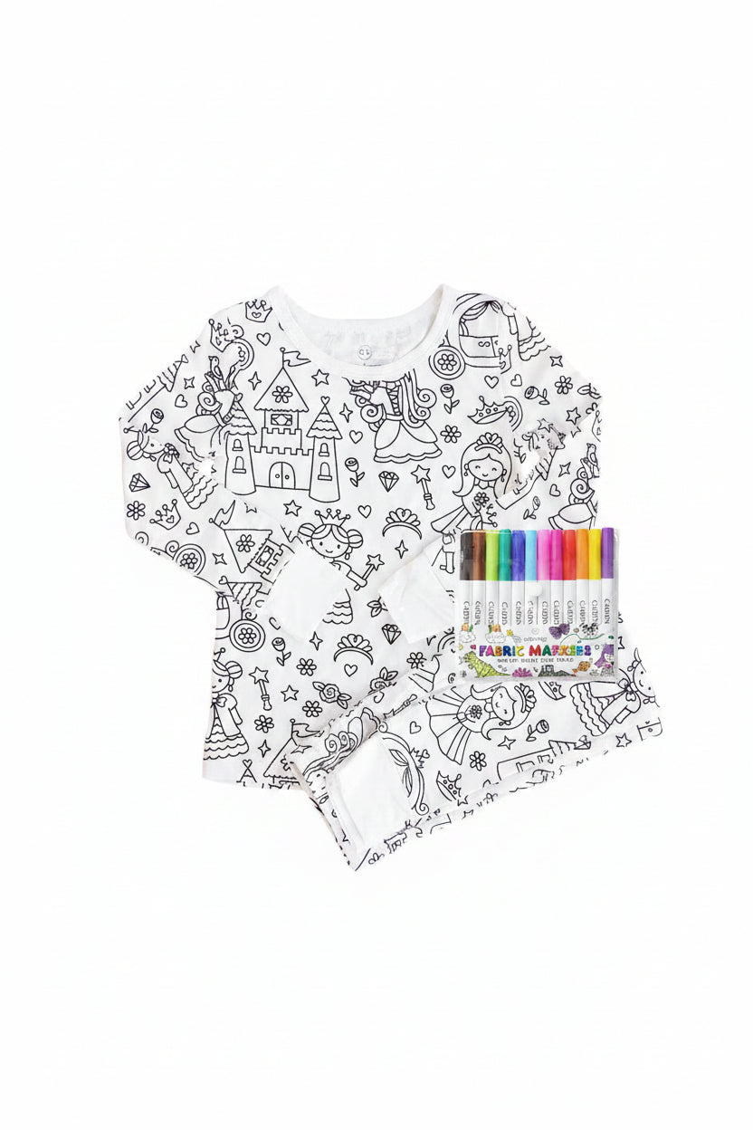 Colorable Two Piece Pajama Set | Far Far Away