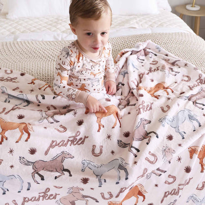 P's Ponies Personalized Kids Blanket