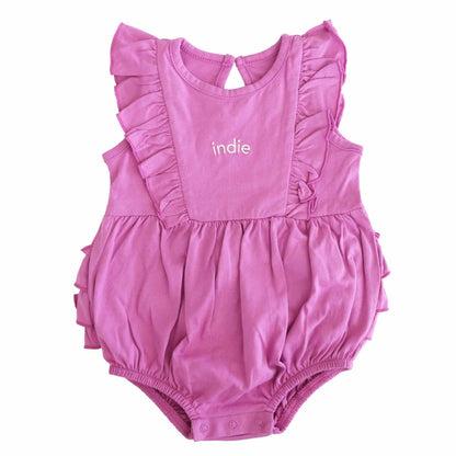 Embroidered Sleeveless Ruffle Bubble Romper