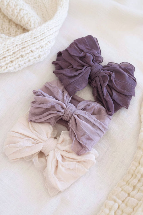 Large Ruffle Knit Bow | Purples