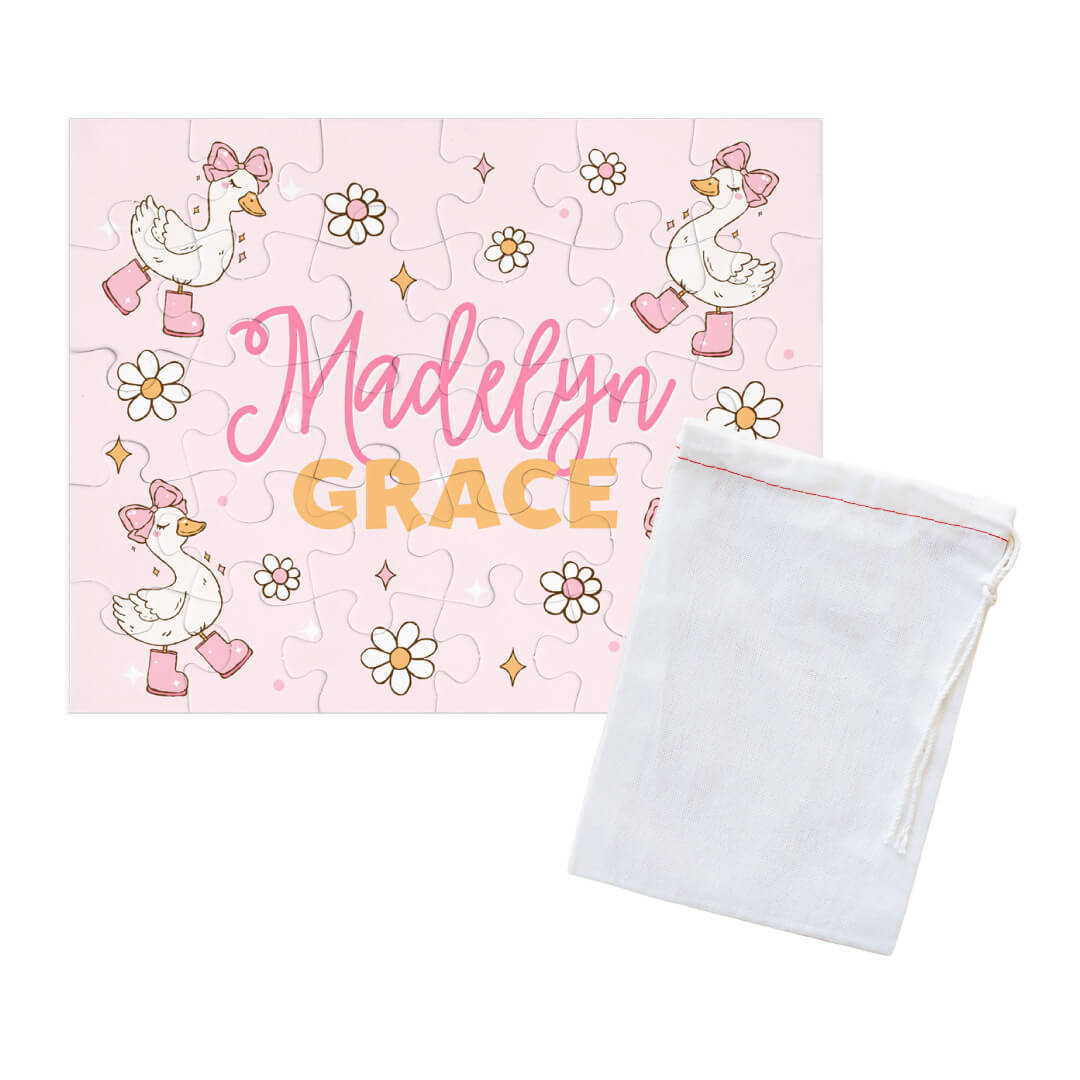 Kids Personalized 30 Piece Puzzle | Silly Goose Pink