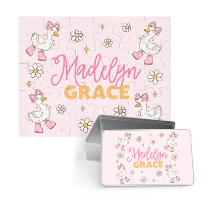 Kids Personalized 30 Piece Puzzle | Silly Goose Pink