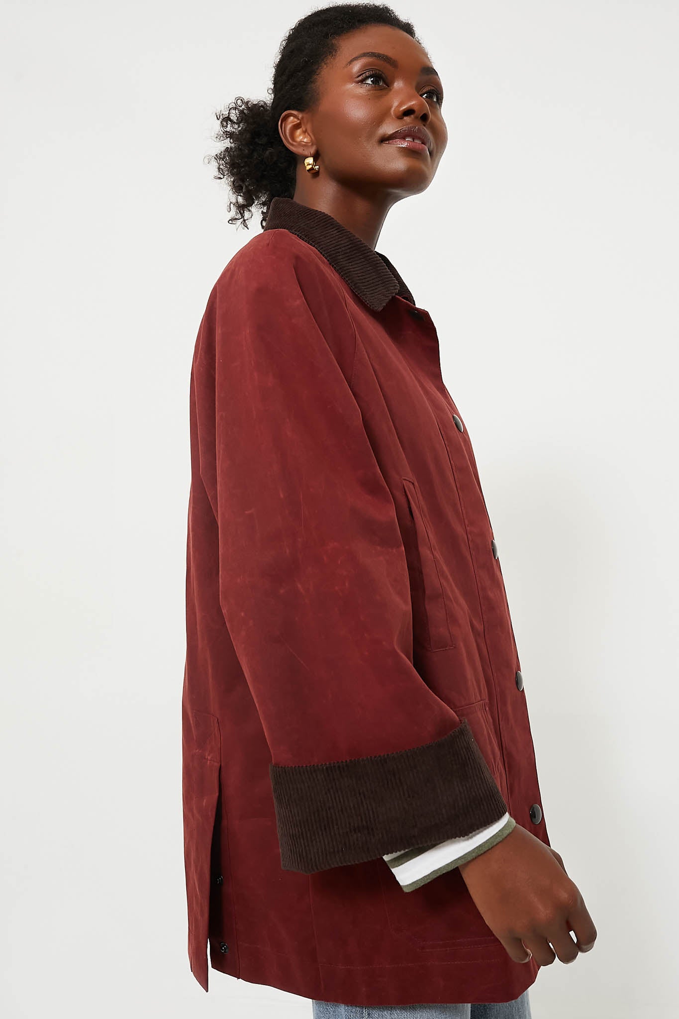 Brick Red Chiltern Street Jacket in Waxed Cotton