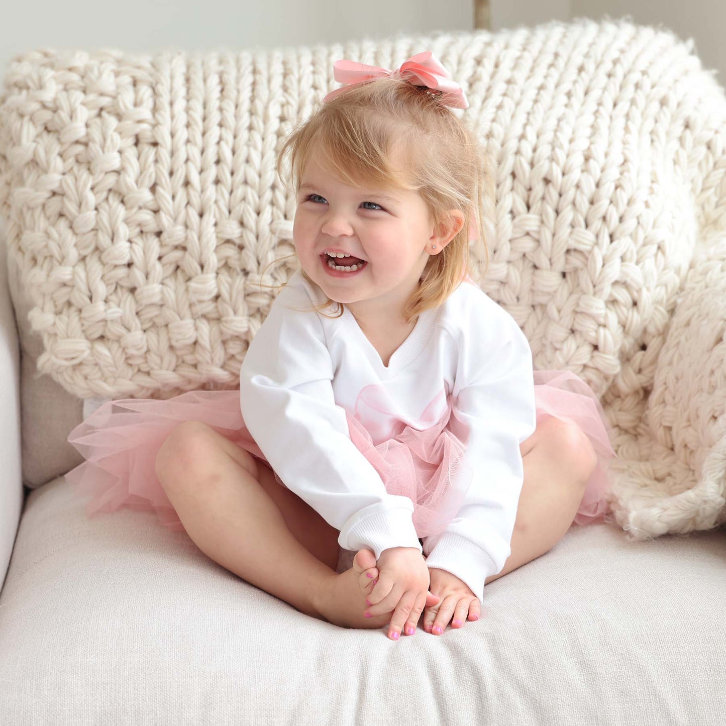 Personalized Bow Kids Graphic Sweatshirts | White