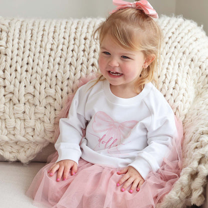 Personalized Bow Kids Graphic Sweatshirts | White