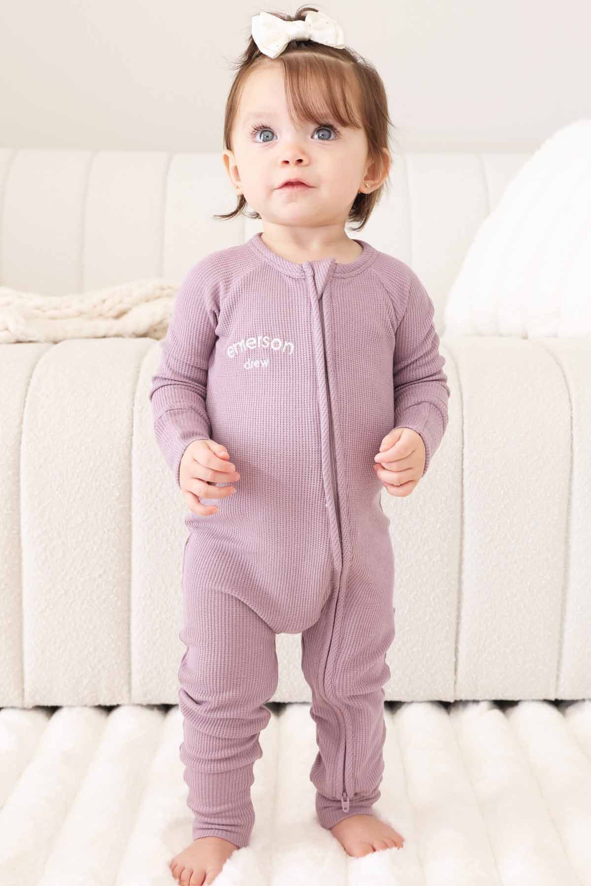 Embroidered Bamboo Waffle Convertible Zip Rompers | In Bloom