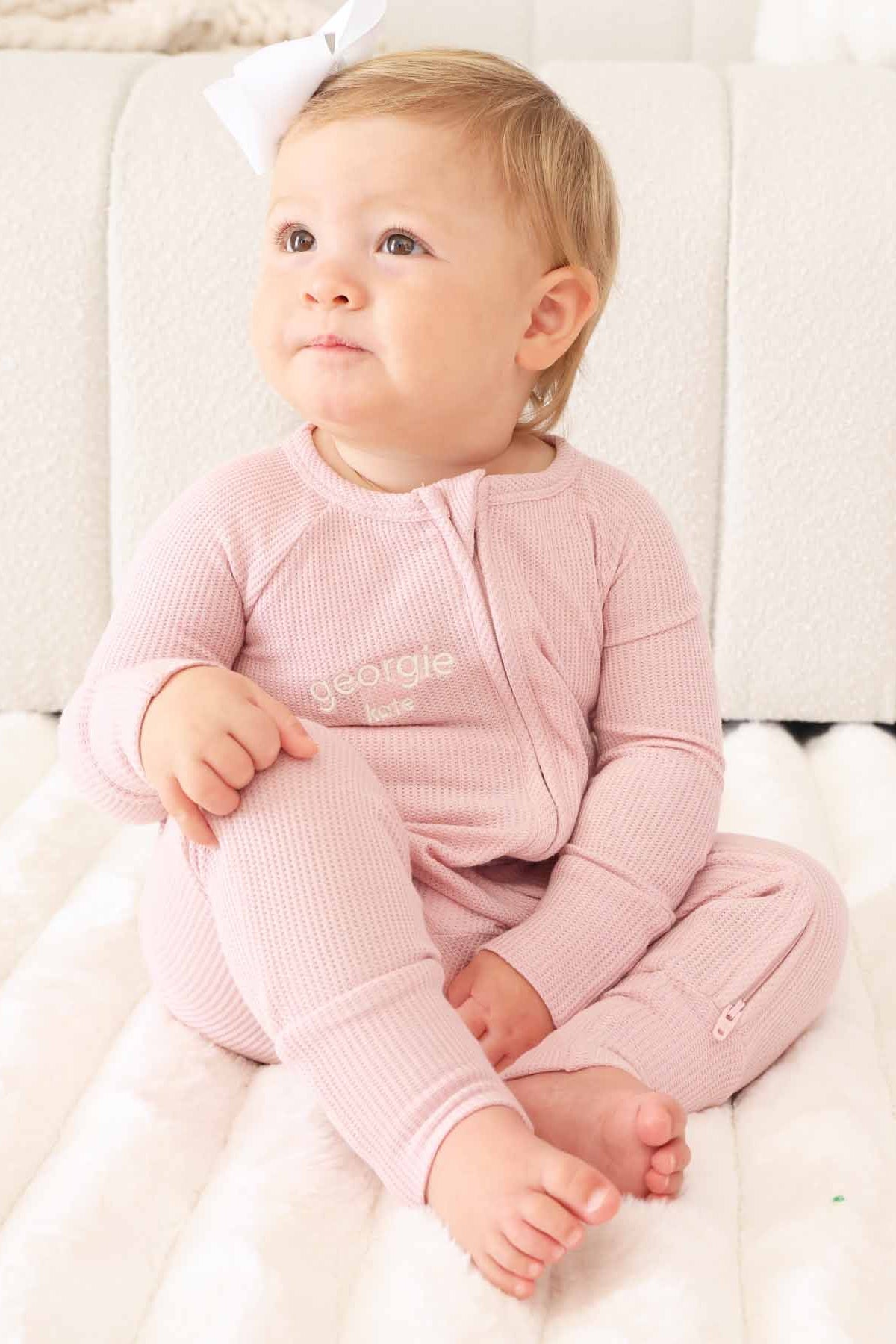 Embroidered Bamboo Waffle Convertible Zip Romper | Lotus
