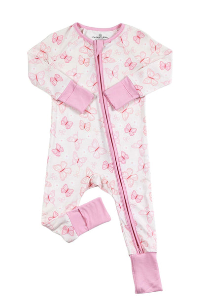 Convertible Bamboo Zip Romper | Blooming Butterflies