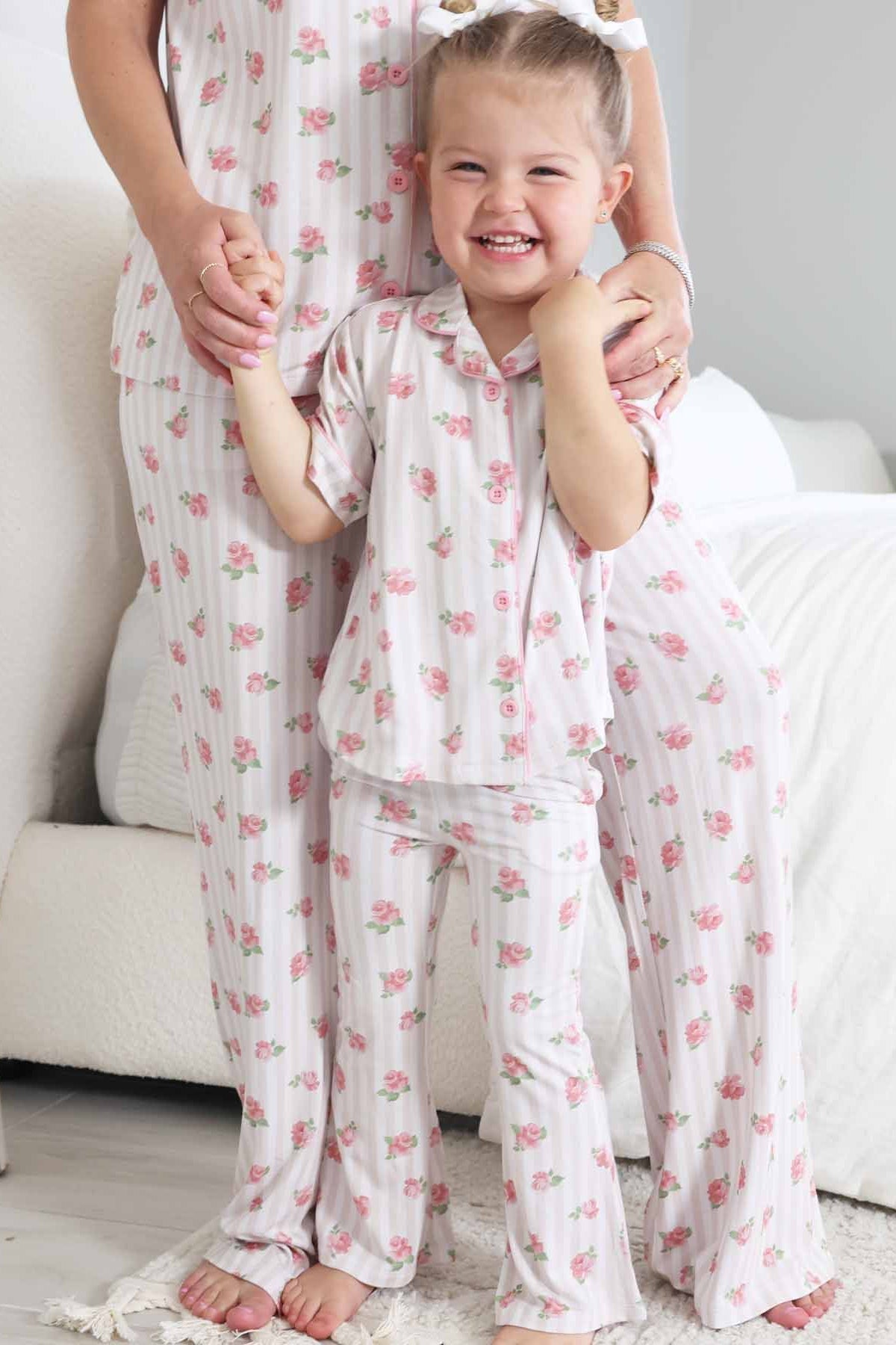 Girl's Two Piece Flare Lounge Set | Rosy & Cozy