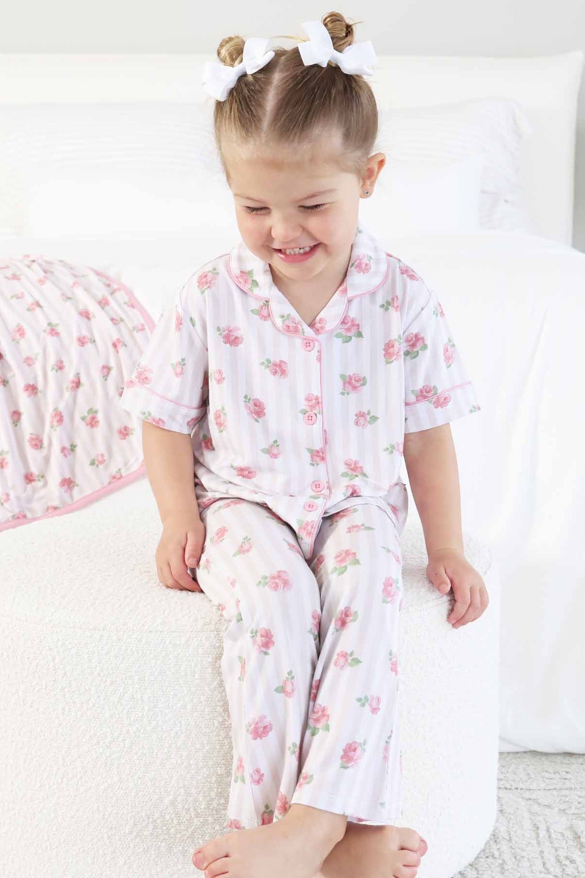 Girl's Two Piece Flare Lounge Set | Rosy & Cozy