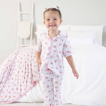 Girl's Two Piece Flare Lounge Set | Rosy & Cozy