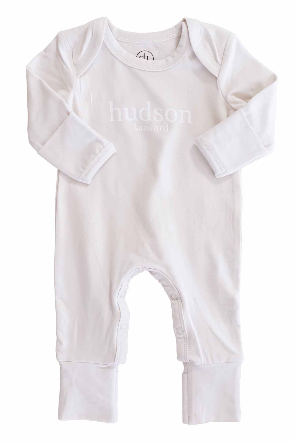 Personalized Full Length Snap Romper | Light Sand